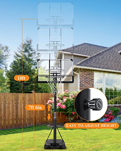 Vitalmeter Basketball Goal Hoop Portable Basketball System 44” Backboard 6.6-10Ft Adjustable Height Stand Hoops Breakaway Rim W/Wheels For Youth Adult Yard Indoor Outdoor Use #TOP1
