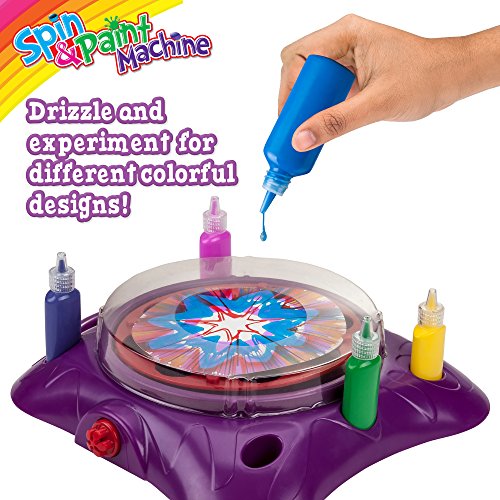 Creative Kids Spin & Paint Art Kit - Spinning Art Machine + Flexible Splatter Guard + 5 Bottles of Paint + 8 Large, 8 Small, 4 Round Cards + 4 White Crayons | Preschool Toddlers, Children & Adults, 6+