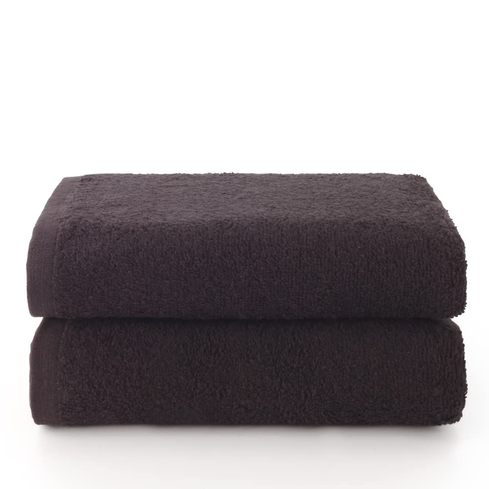 Top Towel - Plus - Large Bath Towels - Bathroom Towels - 2 Face or Bidet Towels - 30 x 50 cm - 100% Cotton - Black