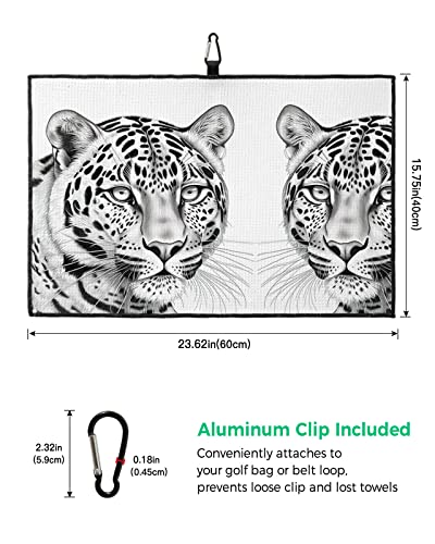 Sevenbabu Golf Towels For Golf Bags With Clip, Funny Microfiber Waffle Pattern Golf Towel, Tiger Beard Eye Ear Head Nose Line Golf Accessories For Men And Women Gifts 24X16 Inch #TOP2