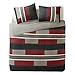 Comfort Spaces CS14-0864 3 Piece Quilt Coverlet Bedspread All Season Lightweight Hypoallergenic Pipeline Colorblock Kids Bedding Set, Full/Queen, Pierre Black/Red Stripe