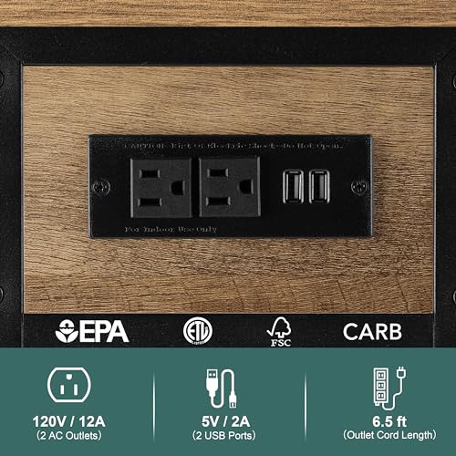 Image of Yoobure End Table with Charging Station, Flip Top Side Table with USB Ports and Outlets, Sofa Couch Table Bedside Table for Living Room Bedroom, Narrow Nightstand with Storage Shelves for Small Space