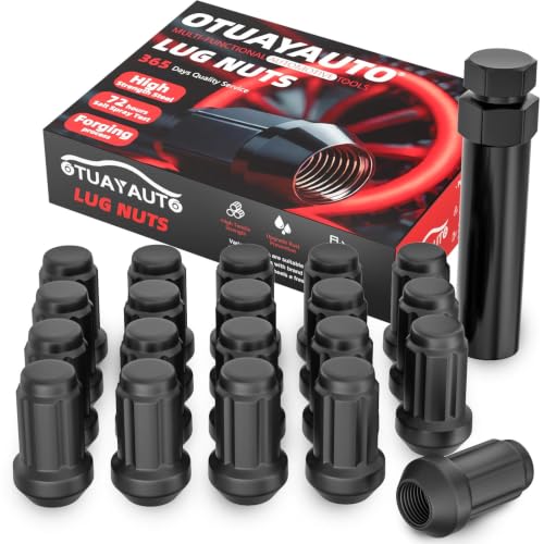 Image of OTUAYAUTO M12x1.5 Lug Nuts - 20PCS Black Spline Lug Nut with Socket Key