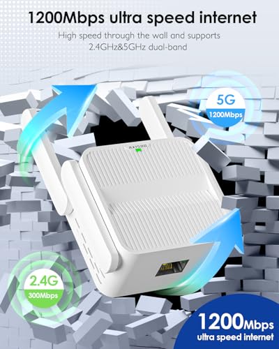 Image of WiFi Extender Signal Booster Covers 15888 Sq.ft, 4 Antennas WiFi Extender for Home & Outdoor, Compatible with 155 Devices, Dual Band 2.4G /5.8G, WiFi Repeater Range Extender