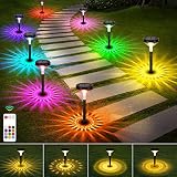 200lm Super Bright Solar Pathway Lights 8 Pack, Upgraded 13 Color Changing+Warm White Solar Outdoor