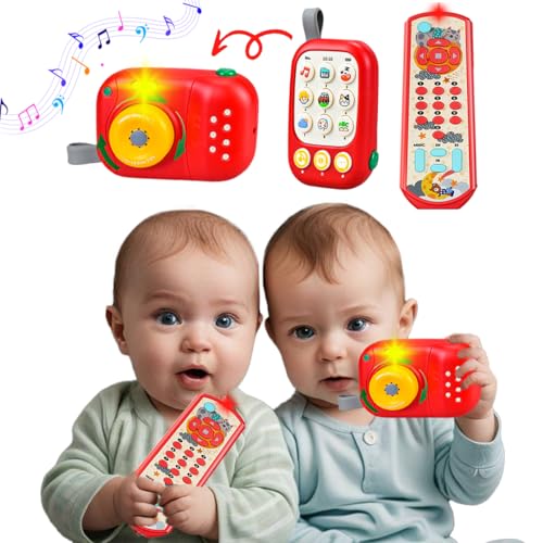 Image of Koolbitz 2in1 Baby Phone Toy & TV Remote Control - Interactive Early Learning Toy with Light & Sounds, Educational Sensory Toys with Soft Silicone Buttons for Babies & Toddlers