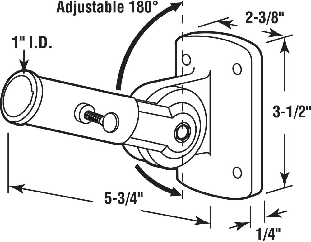 Prime-Line U 10256 1 In. Diecast, White, Adjustable Flag Pole Holder (Single Pack)