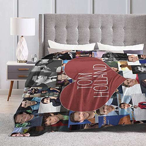 Cobertor TopliTrend I Love Tom Holland 127 cm x 101 cm com estampa 3D super macia lã ultra luxuosa,