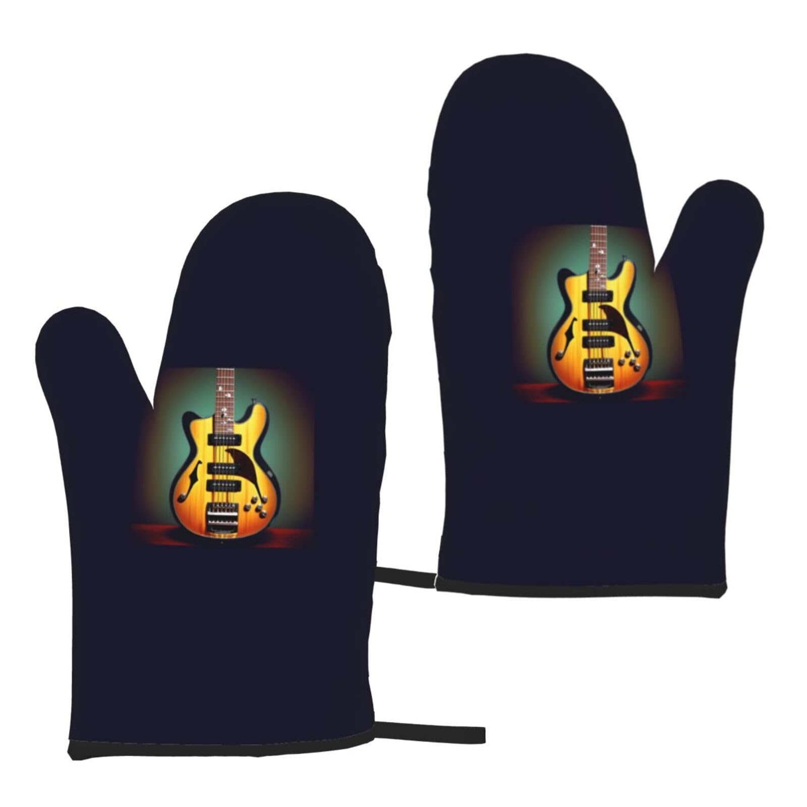 Guitar Bass Music Musical Instruments Print Heat Resistant Universal Fit Oven Microwave Gloves Home Cooking Baking Grilling
