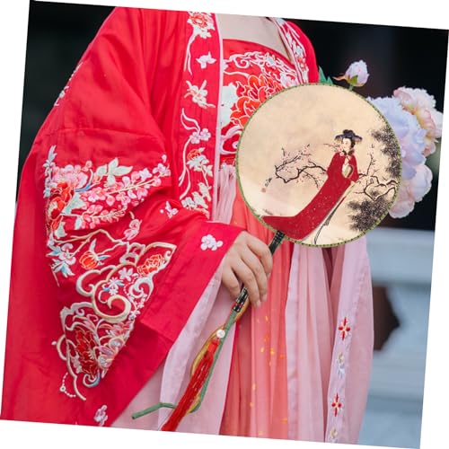 HOOTNEE Abanico Vintage Redondo De Palacio Ventilador Tradicional Chino para Baile Y Decoración Ligero Y Portátil 14X9.4 Pulgadas - imagen 4