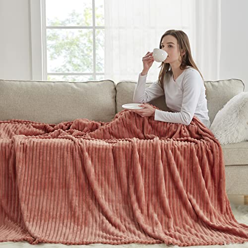 Image of Nestl Rose Throw Blanket for Couch - Cozy Warm Fuzzy Blankets for Women, Plush Small Fleece Throws for Girls - Misty Rose, 50 x 60 Inches