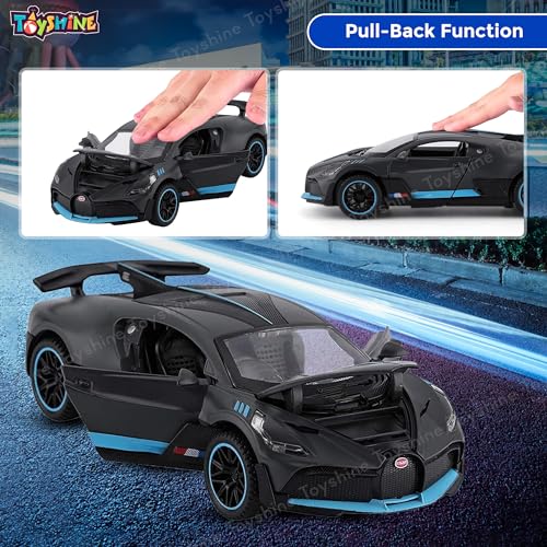 Image of Toyshine 1:32 Scale Die Super Fast Racing Model Car with Music and Lights Along with Pull Back Function Opening Doors Feature for Kids Boy Girl 3+, Black