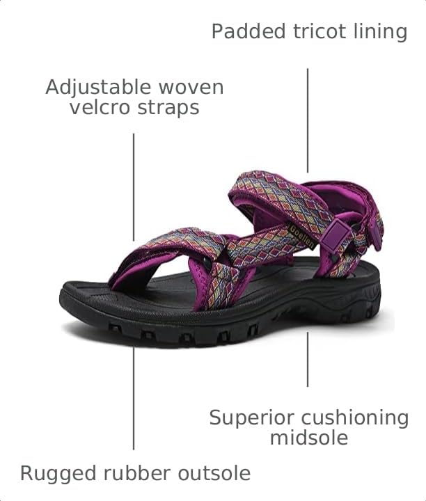 Image of Women's Hiking Sport Sandals Water Outdoor Athletic Shoes With Arch Support Adjustable Velcro Beach Shoes