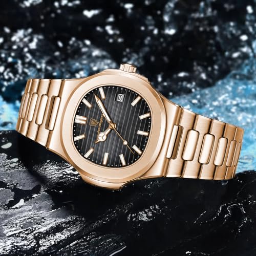 Image of Gosasa Fashion Men's Watches Date Business Watch Stainless Steel Luxury Style Luminous Quartz Waterproof Analog Display Male Wristwatch