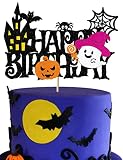 Halloween Cake Topper Ghost Castle Birthday Toppers Glitter Halloween Cake Decorations for Boys Girl