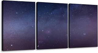 Starfield 3 Piece Canvas Wall Art for Living Room Bedroom Office Framed Prints Pictures Painting Wall Decor Artwork for Walls Set of 3
