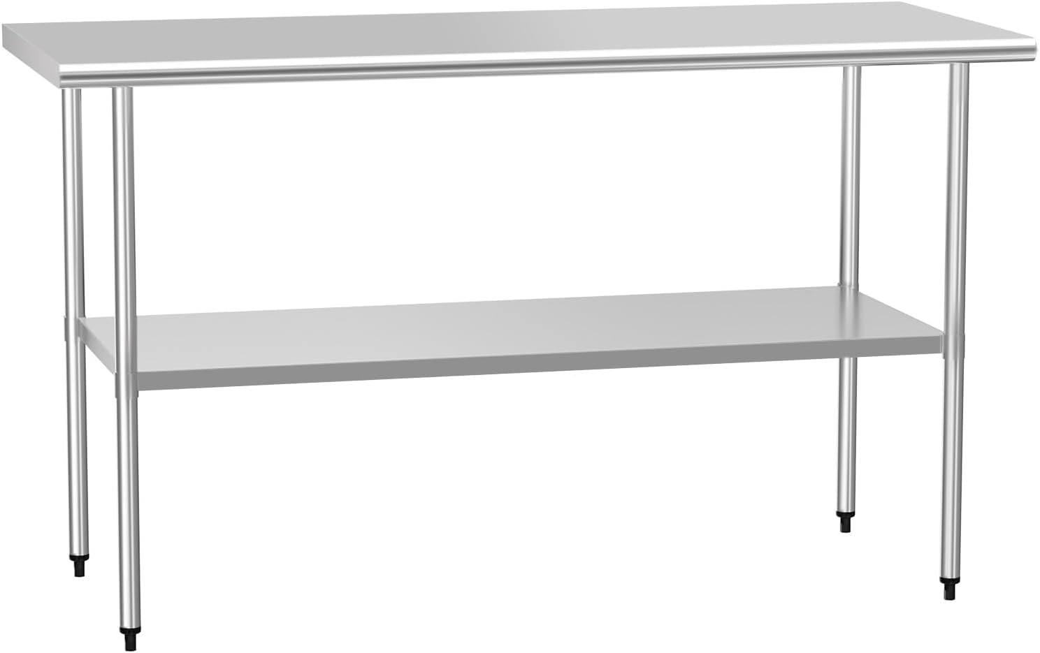 Stainless Steel Table for Food Prep & Work 24 x 60 inches Commercial Workstation with Adjustable Undershelf in Kitchen, Garage, Outdoor BBQ