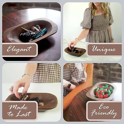 Dough Bowl For Decor - Wooden Dough Bowl - Wooden Bowls for Decor - Decorative Wooden Bowl - Dough Bowls Wooden - Wooden Dough Bowls for Decor - Wood Dough Bowl - Wooden Bowl (Small, Brown)
