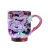 IMIKEYA LED Cups, Dragon Embossed Flash Light Up Cups, LED Flash Acrylic Drinking Induction Mug for Bar Club Home Dragon Collectible Supply, 3.81x3.14 Inch