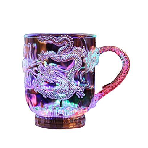 Imikeya 3D Dragon Embossed Cup, Led Flash Mug Coffee Beer Whisky Cup For Bar Club Home Dragon Collectible Gift #TOP1