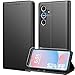 Samsung günstig Kaufen-Peakally Handyhülle für Samsung Galaxy S24 FE 5G Hülle [Mit Panzer Schutz Glas] [Premium PU Leder] [Kartenfach] [Ständer] Klapphülle Kompatibel mit Galaxy S24 FE - Schwarz
