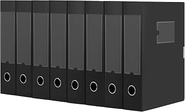 DONGLI 8 Pieces A4 Plastic File Box with Lid,75mm,Black | file box organizer for school office