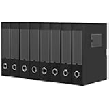 HUA JIE A4 Storage File Boxes Plastic Archives Cases with Lid, File Folder Organizer Document Filing Box for office,31×7.5×23.5 cm, Black(Pack of 8)