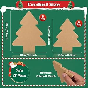 MoDooris 12 Pcs Wooden Christmas Tree Cutouts - 2 Sizes, Unfinished, Freestanding Blocks for Home Decor MoDooris 12 Pcs Wooden Christmas Tree Cutouts 2 Sizes Unfinished Freestanding Blocks for Home Decor