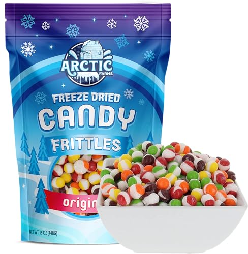 Arctic Farms Freeze Dried Candy Frittles Candies 16oz Bagged and Boxed + Free Skittles Fun Pack (Original Flavors, 16 Ounce)