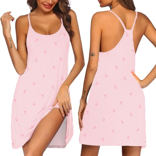 Image of Ekouaer Women's Racerback Sleeveless Nightgown