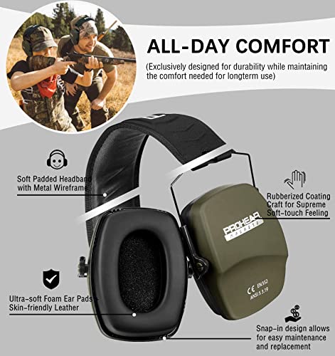 PROHEAR 016 Shooting Ear Protection Earmuffs 2 Pack, NRR 26dB for Gun Range, Hunting -Green and Brown by PROHEAR - Used condition - Image 4
