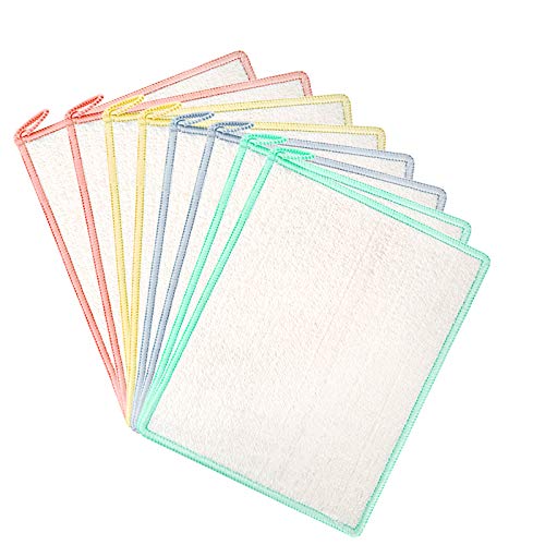 TRILINK 100% Hout Fiber Schaaldoek, 8-Pack, 20 x 25 cm - Milieuvriendelijke Keuken Wassen: Reinigingsdoek & Schaal Rags, Opknoping Dubbelzijdig Absorbens Rag