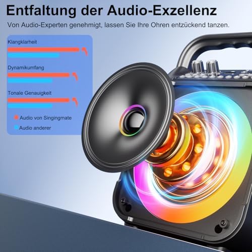 Karaoke Machine with 2 Wireless Microphones, Karaoke System for Adults and Children, Portable Karaoke Box, Bluetooth Speaker, TV Compatible, PA Speaker for Party and Birthday - View 4