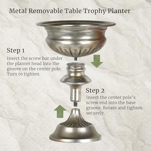WORTH Small Urn Vases for Centerpieces Set of 2, Classic Metal Trumpet Flower Pots for Table, Bowl Vase for Wedding Party Event Home Deco (Silver, 7.8" Dia x 8.8" H), Smooth, Non-Aged Finish by Worth - Used condition - Image 7