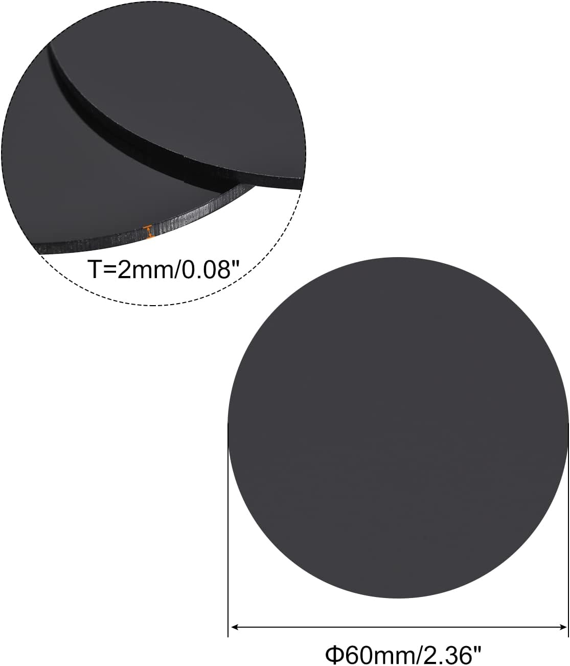 MECCANIXITY 60MM Round Miniature Model Bases, 2MM Thick Circular Base, Black Pack of 5