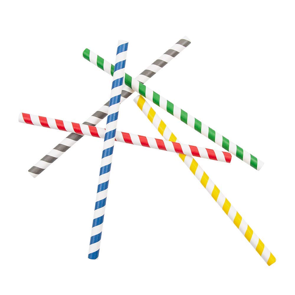 García de Pou 50 unidades - Pajitas Rectas A Rayas Ø1X21 Cm Surtido Papel