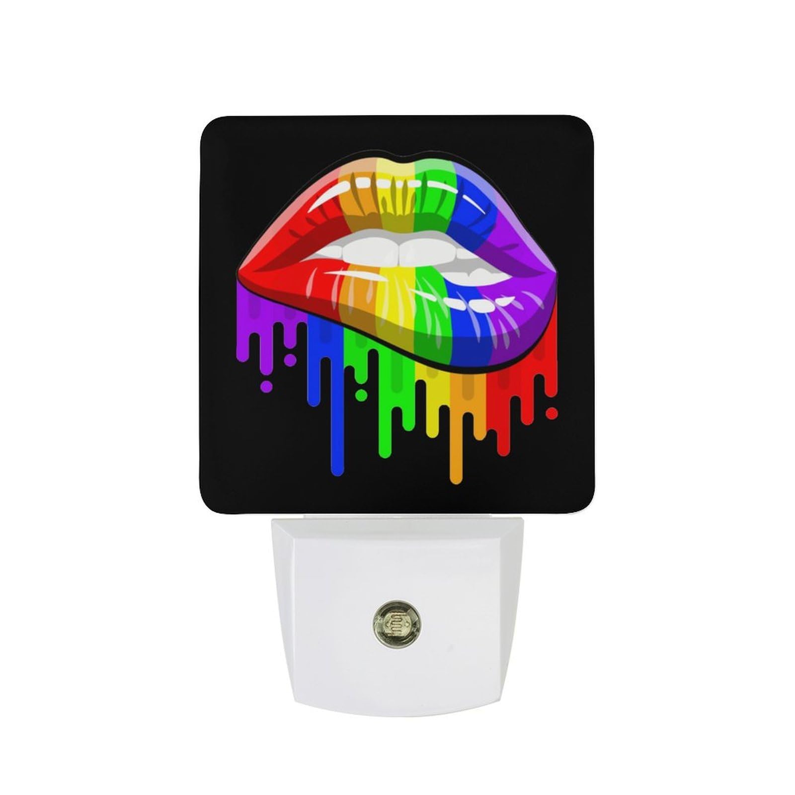 Nqrxadcrt Style Lgbt Gay Prides-Rainbow Lips Night Light Plug In Wall Lights Bedside Lamp Bedrooms Home Hallways Decoration