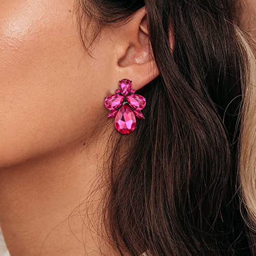EVER FAITH Wedding Rhinestone Crystal Art Deco Stud Earring for Bride, Banquet Prom Sparkly Multi Teardrop Marquise Earrings for Woman3