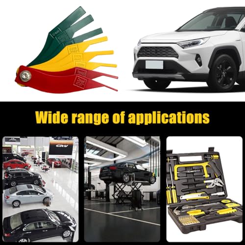 Suvnie Brake Lining Thickness Gauge, 8 Pieces Car Brake Pad Measuring Ruler Tool Feeler, Disc and Drum Brake Lining Gauge Set with Color Coded and SAE & Metric, Car Accessories