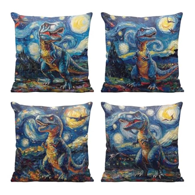 Wolf Pillow Covers 18x18 Inch Set of 4 Waterfall Forest Moonlight Decorative Throw Pillow Covers Seasonal Holiday Farmhouse Home Sofa Living Room