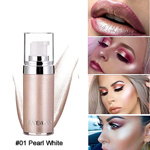Mysense Body Contour Highlighter Makeup,Face Body Glow Illuminator,Waterproof Smooth Liquid Spray Bronzer Luminizer Shimmer Foundation Make Up (#1Pearl White) - Thumbnail 5