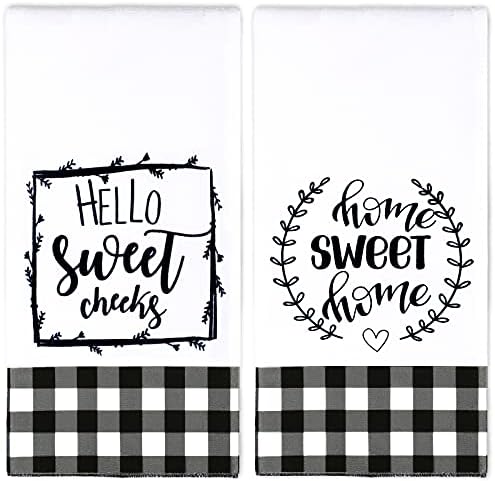 2 Pieces Buffalo Plaid Hand Towels Farmhouse Hand Towel for Bathroom Black White Bath Towels Funny Buffalo Plaid Hand Towels Bathroom Decor for Bathroom Kitchen Farmhouse Restroom (Stylish Style)
