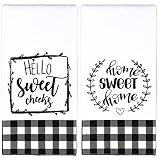 2 Pieces Buffalo Plaid Hand Towels Farmhouse Hand Towel for Bathroom Black White Bath Towels Funny B