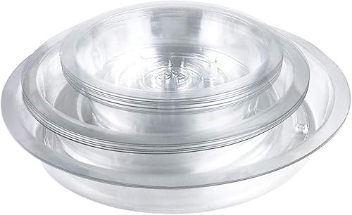 Miniatura 3 de Tecmisse Paquete de 25 bandejas de plástico transparente para goteo, plato grande para plantas, platillos de plástico para macetas y macetas de