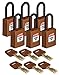 Brady SafeKey Lockout Padlock - Nylon - Brown - 1.5" Plastic Shackle Vertical Clearance - Keyed Alike (Pack of 6)
