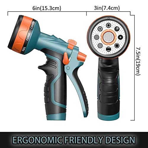 Hmil-U Upgrade Garden Hose Nozzle  Sprayer With Water Volume Control Valve, High Pressure Water Gun, 8 Adjustable Watering Patterns Suitable For Watering Plants Washing Cars And Showering Pets #TOP4