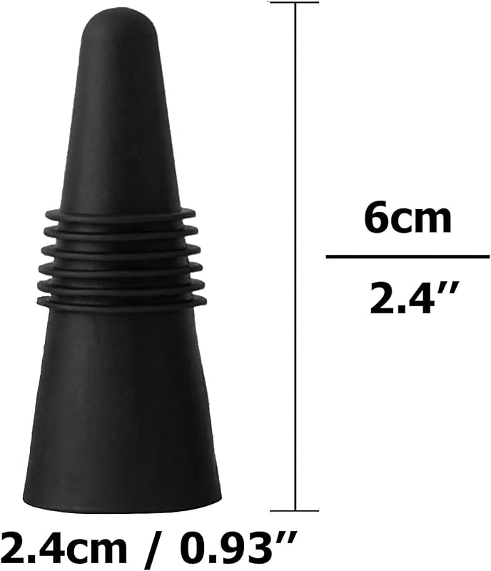 ANIN 8 pcs of Wine Stoppers, Reusable Silicone Beverage Bottle Sealer Replacement with Grip Top for Cork to Keep the Wine Fresh - Black