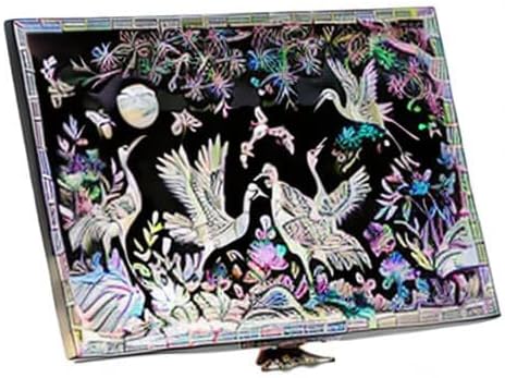 Miniatura 10 de February Mountain Joyero de nácar Diseño tradicional coreano con grúas y pinos Caja de madera hecha a mano, interior forrado de terciopelo para