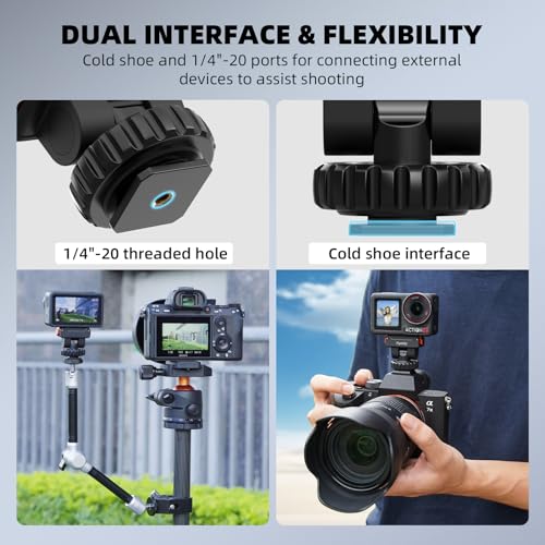 Flymile Action 5 Pro/4/3 Cold Shoe Adapter Mount, Magnetic Quick Release Holder for DJI Osmo 360, 180° Adjustable Cold Shoe Camera Adapter with 1/4" Screw Hole for DSLR Photography Accessories — view 5