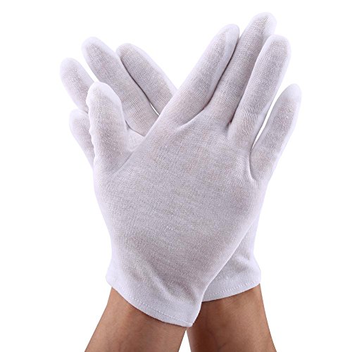 Naroote Guante de Seguridad Laboral de Algodón Blanco Protección Ligera de Huellas Dactilares para Inspección, Instrumentos de Precisión, 12 Pares para Uso de Etiqueta